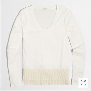 J. Crew Factory Cream Long Sleeve Top with Pleated Detail